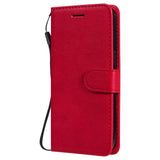 iPhone 15 Leather Flip Case with Wallet and Strap - Red