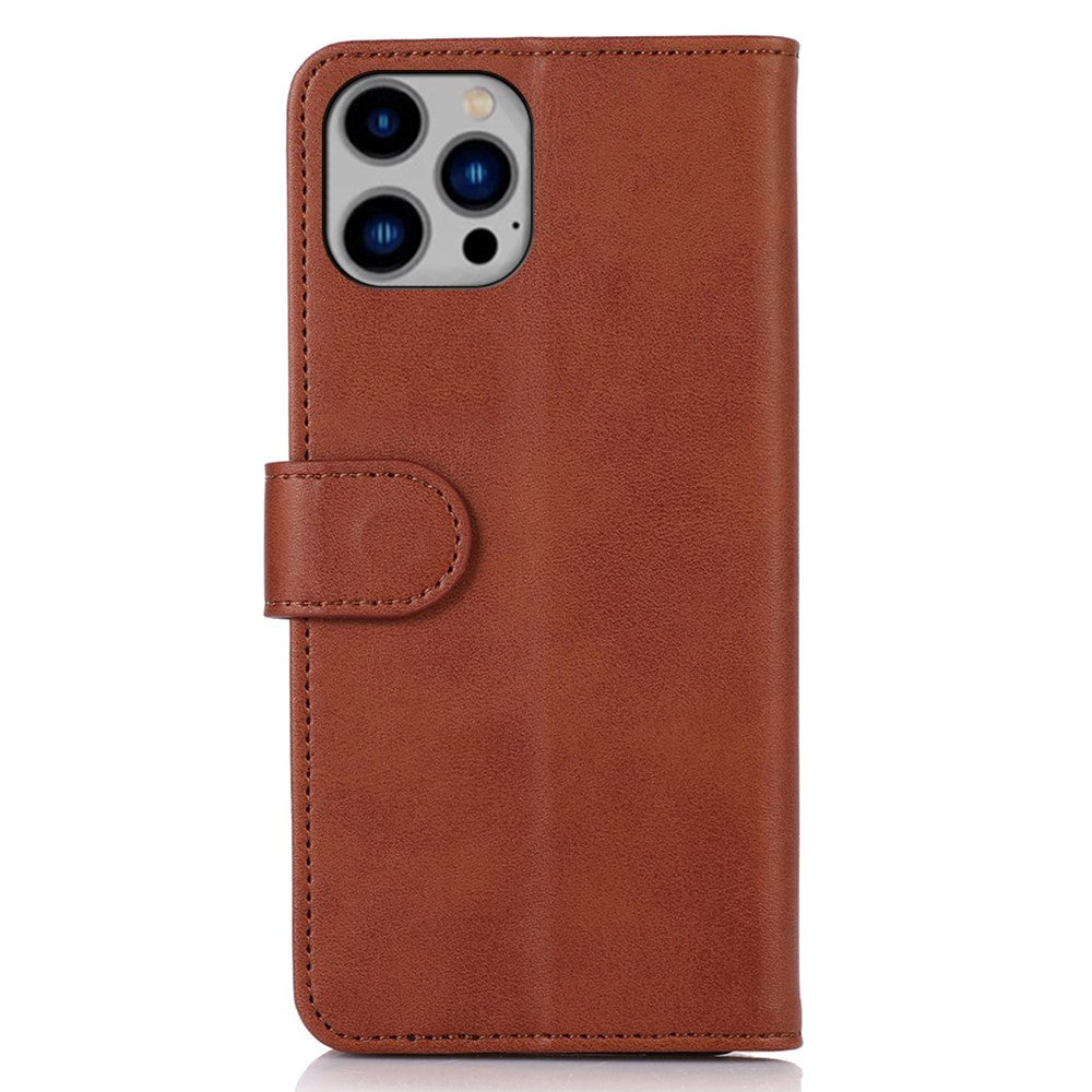 iPhone 15 Pro Max Leather Wallet Case w. Magnetic Lock - Brown