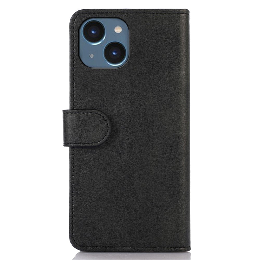 iPhone 15 Plus Leather Wallet Case w. Magnetic Lock - Black