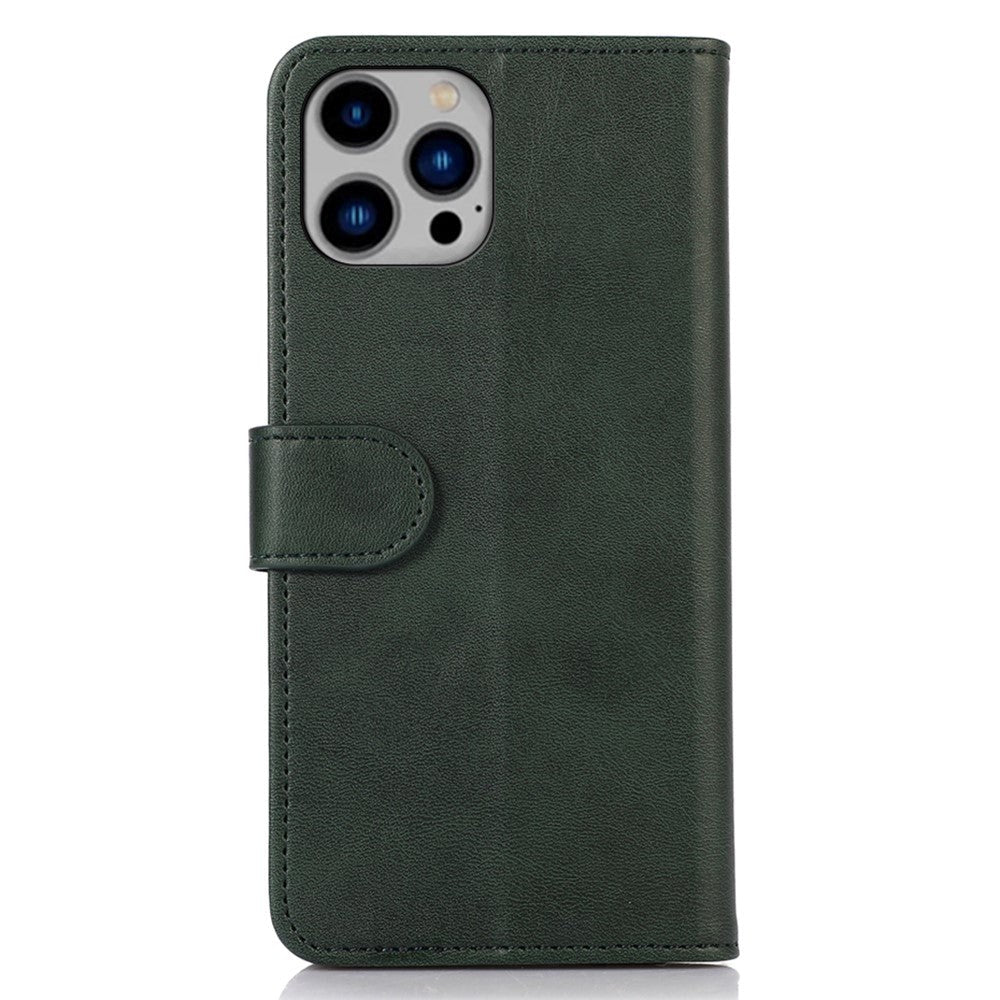 iPhone 15 Pro Leather Wallet Case w. Magnetic Lock - Green