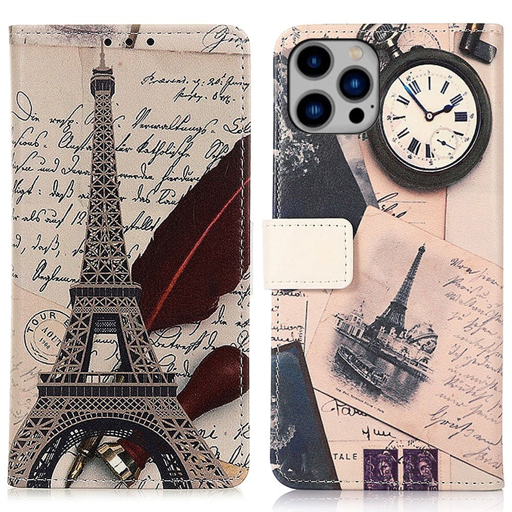 iPhone 15 Pro Leather Case w. Wallet - Eiffeltower