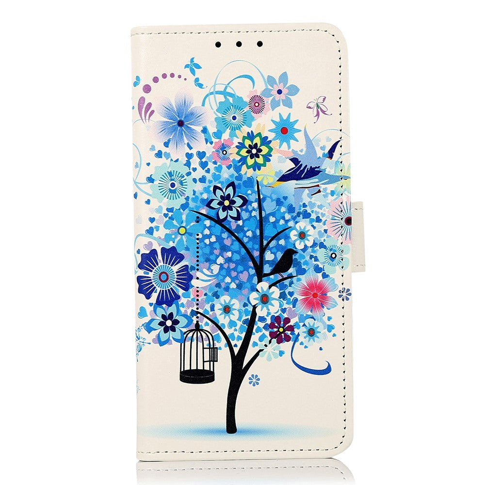 iPhone 15 Pro Leather Case w. Wallet - Blue Tree