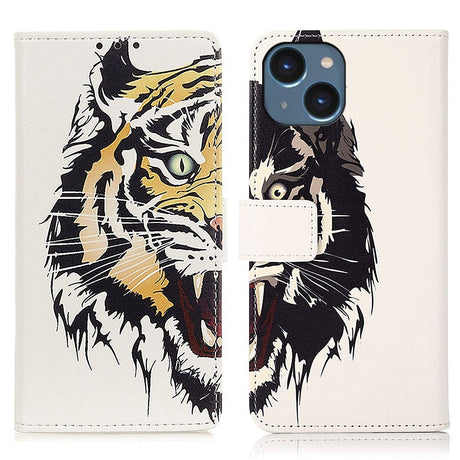 iPhone 15 Leather Case w. Wallet - Tiger