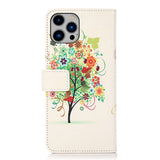 iPhone 15 Pro Max Leather Case w. Wallet - Tree Motif