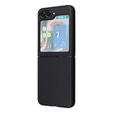 Samsung Galaxy Z Flip5 (5G) Leather Covered Plastic Case - Black Carbon