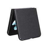 Samsung Galaxy Z Flip5 (5G) Leather Covered Plastic Case - Black Carbon