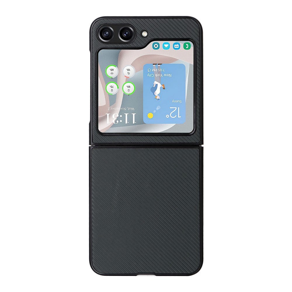 Samsung Galaxy Z Flip5 (5G) Leather Covered Plastic Case - Green Carbon