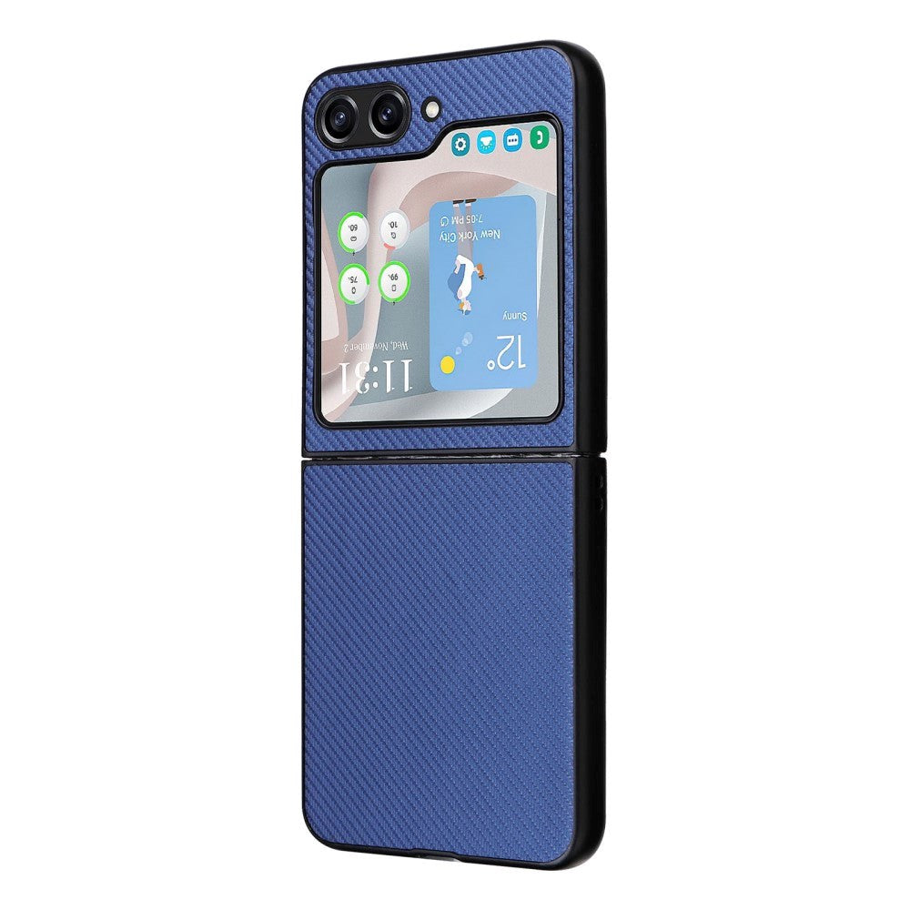 Samsung Galaxy Z Flip5 (5G) Leather Covered Plastic Case - Blue Carbon