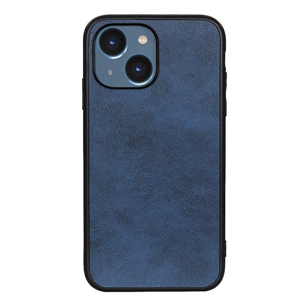 iPhone 15 Leather Covered Plastic Case - Blue