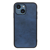 iPhone 15 Leather Covered Plastic Case - Blue