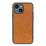 iPhone 15 Leather Covered Plastic Case - Brown