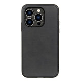 iPhone 15 Plus Leather Covered Plastic Case - Black