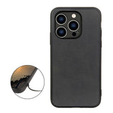 iPhone 15 Pro Max Leather Covered Plastic Case - Black