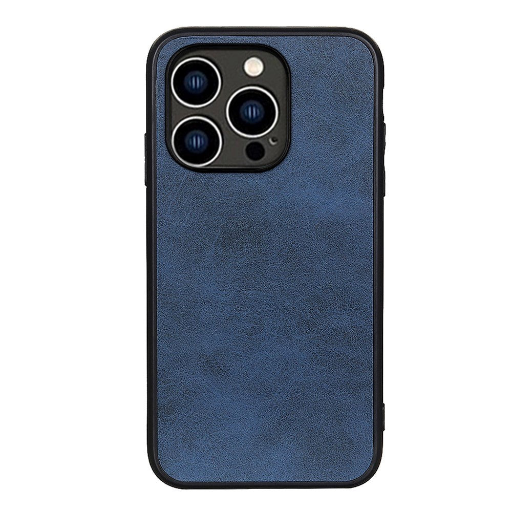 iPhone 15 Pro Max Leather Covered Plastic Case - Blue