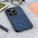 iPhone 15 Plus Leather Covered Plastic Case - Blue