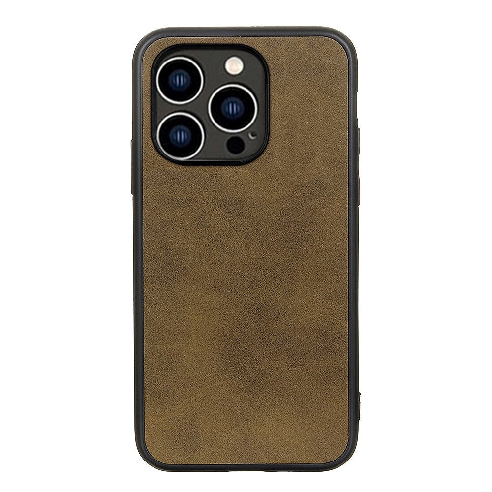 iPhone 15 Pro Max Leather Covered Plastic Case - Grøn