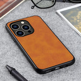 iPhone 15 Plus Leather Covered Plastic Case - Brown