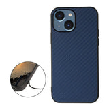 iPhone 15 Plastic Cover w. Carbon Texture - Blue