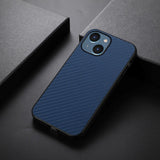 iPhone 15 Plastic Cover w. Carbon Texture - Blue