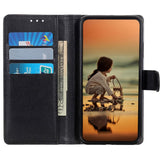 iPhone 15 Plus Litchi Leather Case w. Wallet - Black