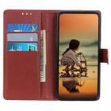 iPhone 15 Plus Litchi Leather Case w. Wallet - Brown