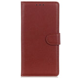 iPhone 15 Plus Litchi Leather Case w. Wallet - Brown