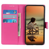 iPhone 15 Plus Litchi Leather Case w. Wallet - Pink