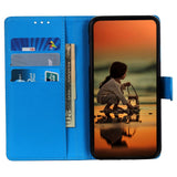 iPhone 15 Litchi Leather Case w. Wallet - Blue