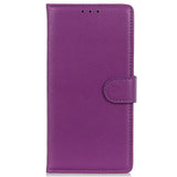 iPhone 15 Litchi Leather Case w. Wallet - Purple