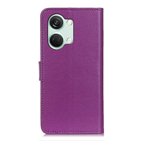 OnePlus Nord 3 (5G) Litchi Leather Case w. Wallet - Purple