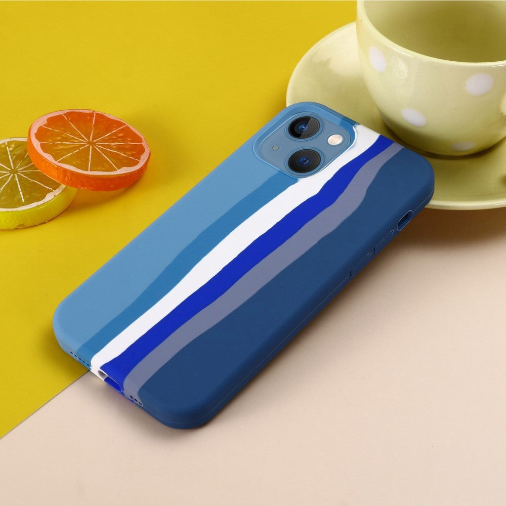 iPhone 15 Silicone Case - Blue Rainbow