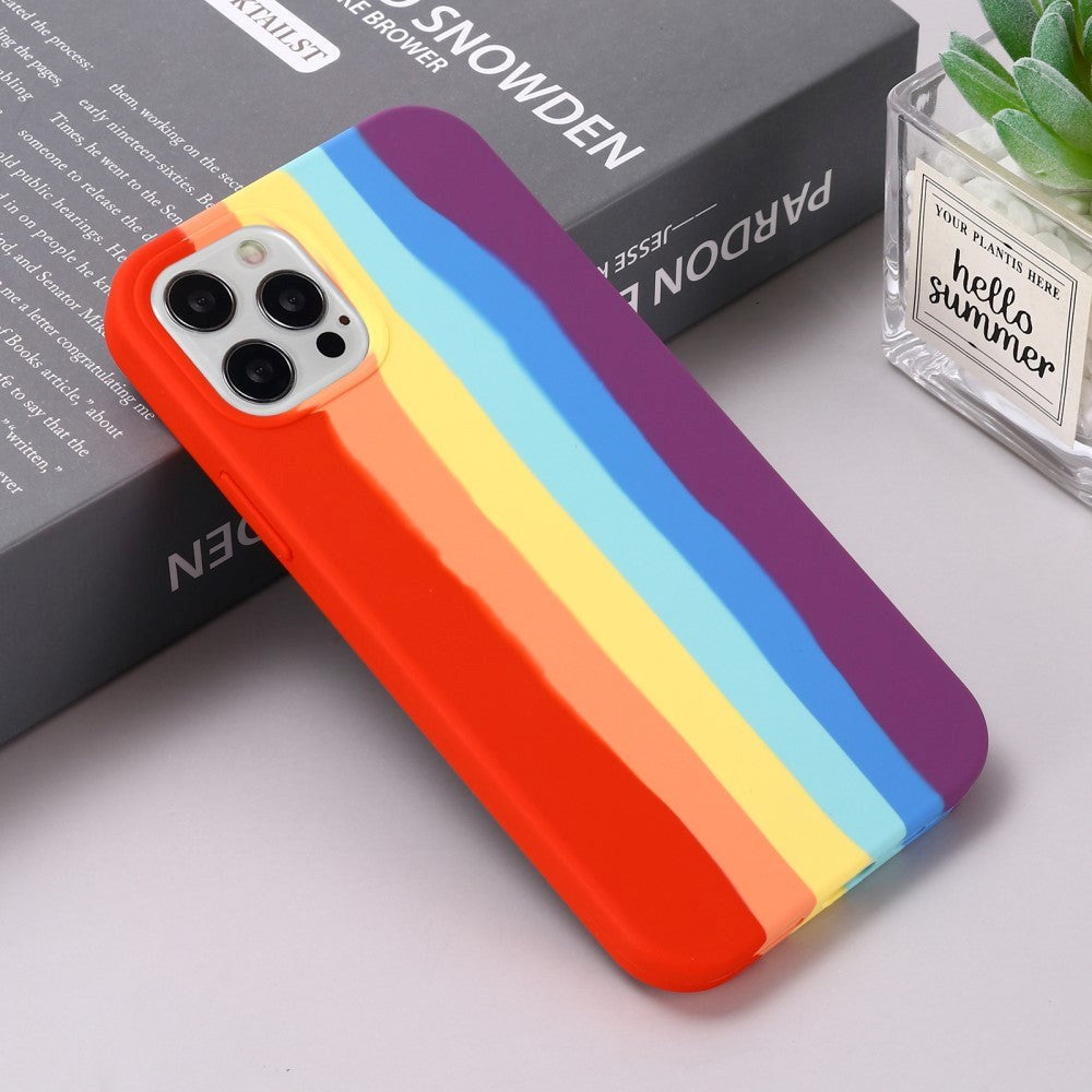 iPhone 15 Pro Max Silicone Case - Red Rainbow