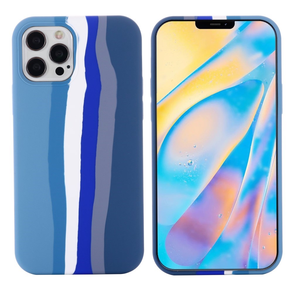 iPhone 15 Pro Max Silicone Case - Blue Rainbow