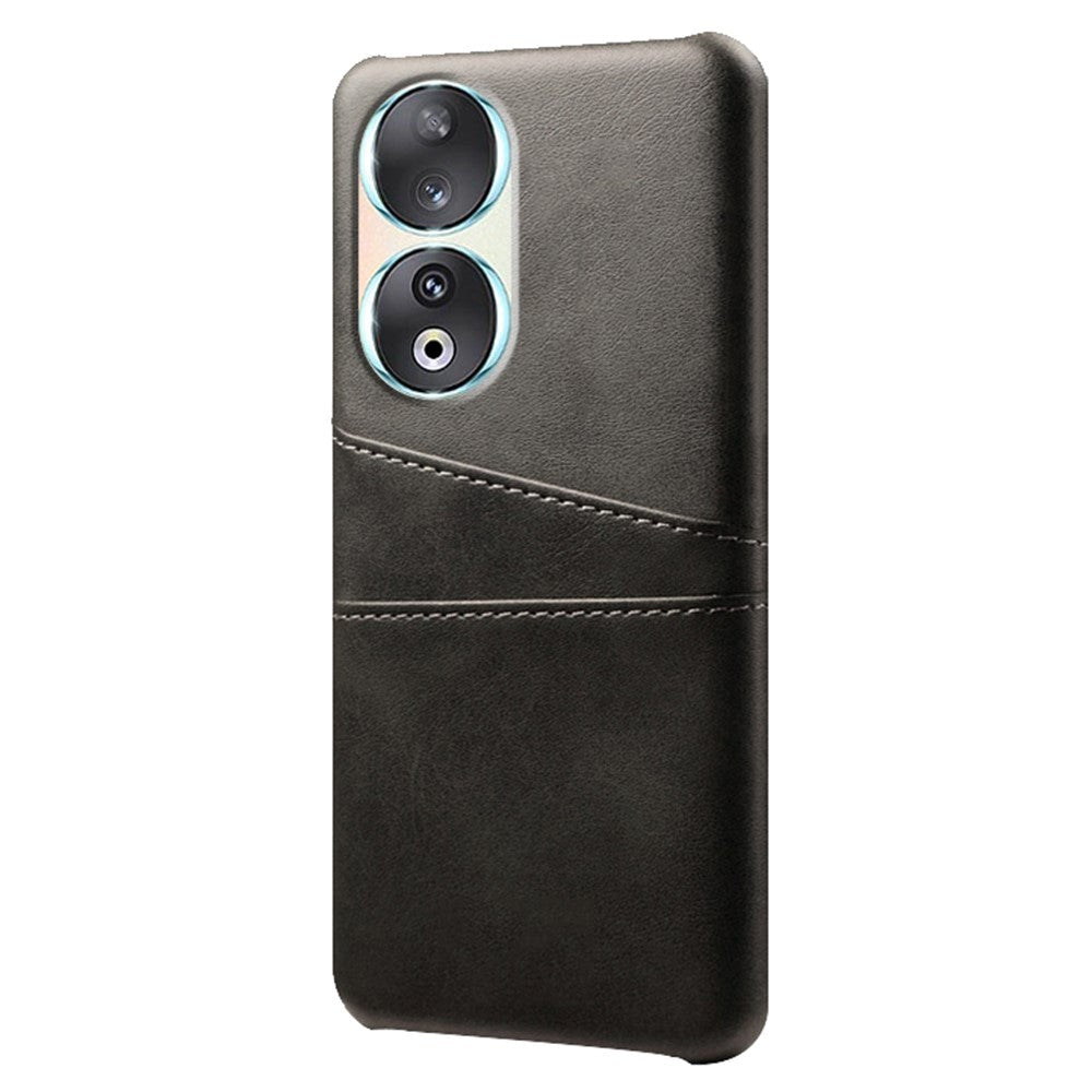 Honor 90 Leather Coated Plastic Case with Card Holder - Black