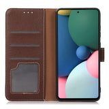 iPhone 15 Pro Max Litchi Leather Case with Card Holder - Brown