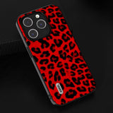 iPhone 15 Pro Max Flexible Plastic Back Case - Leopard Pattern - Red