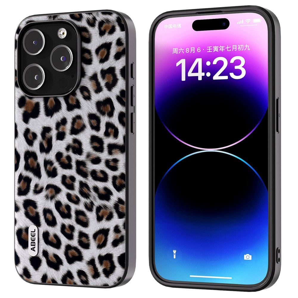 iPhone 15 Pro Max Flexible Plastic Back Case - Leopard Pattern - Silver