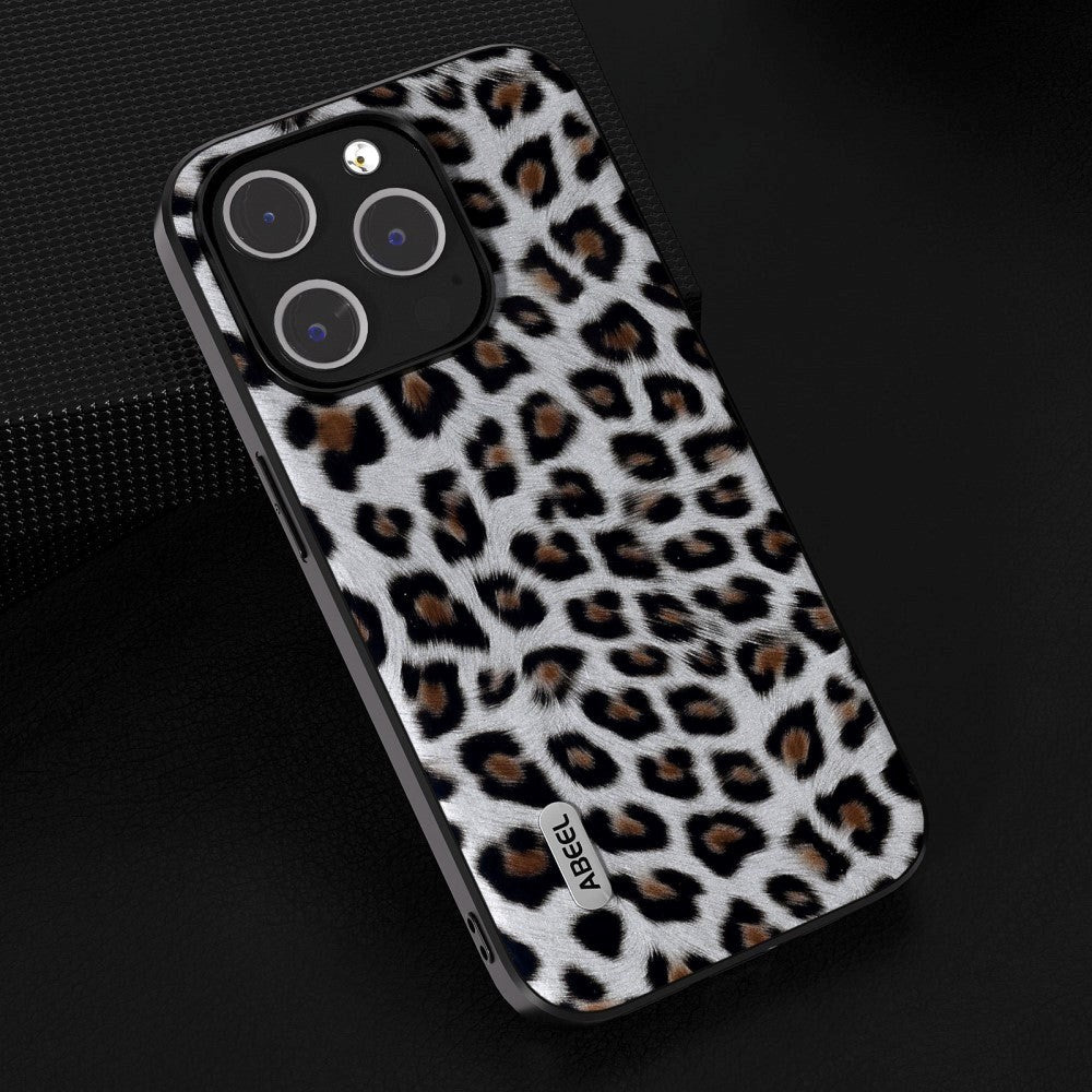 iPhone 15 Pro Max Flexible Plastic Back Case - Leopard Pattern - Silver