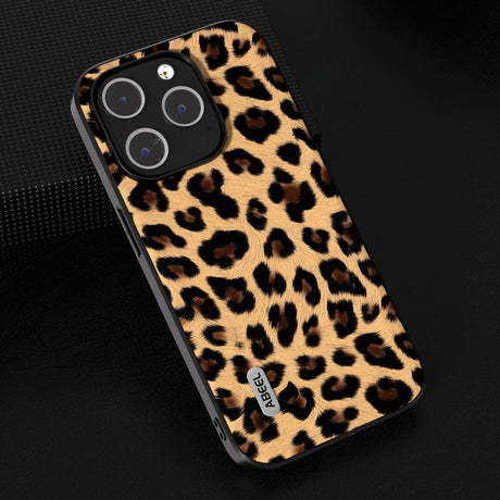 iPhone 15 Pro Max Flexible Plastic Back Case - Leopard Pattern - Champagne Gold