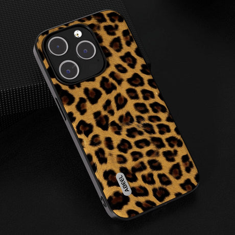 iPhone 15 Pro Max Flexible Plastic Back Case - Leopard Pattern - Gold