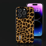 iPhone 15 Pro Max Flexible Plastic Back Case - Leopard Pattern - Gold