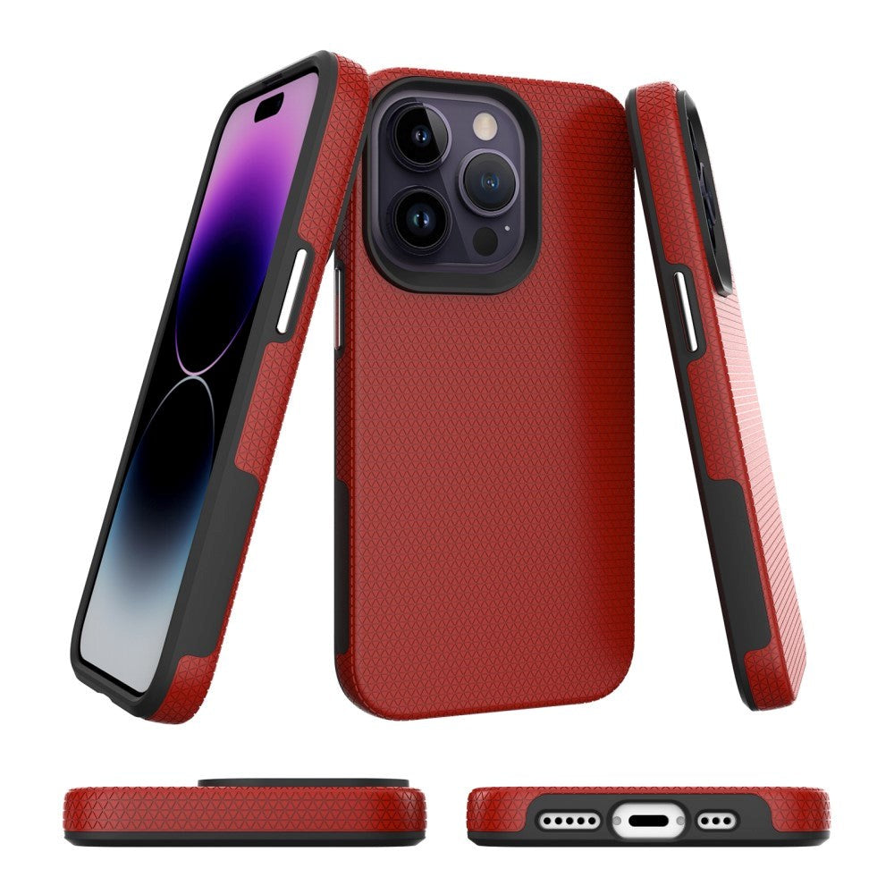 iPhone 15 Pro Max Shockproof Plastic Case - Red