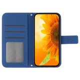 iPhone 15 Pro Wallet Case w. Strap - Sunflower Engraving - Royal Blue