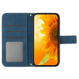 iPhone 15 Pro Wallet Case w. Strap - Sunflower Engraving - Blue