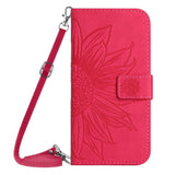 iPhone 15 Wallet Case w. Strap - Sunflower Engraving - Pink