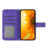 iPhone 15 Wallet Case w. Strap - Sunflower Engraving - Purple