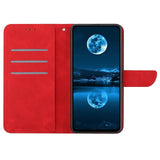 iPhone 15 Leather Case with Wallet and Strap - Red