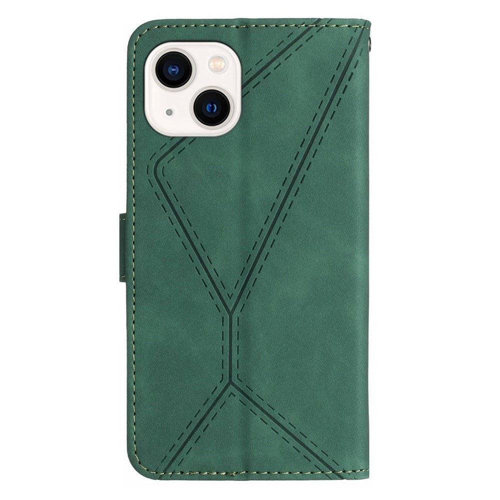 iPhone 15 Leather Case with Wallet and Strap - Green