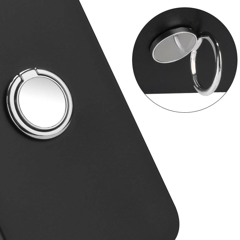 iPhone 15 Pro Max Flexible Plastic Case w. Magnetic Ring Kickstand - Black w. Silver Ring