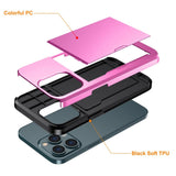 iPhone 15 Pro Hybrid Tough Case w. Card Holder - Pink